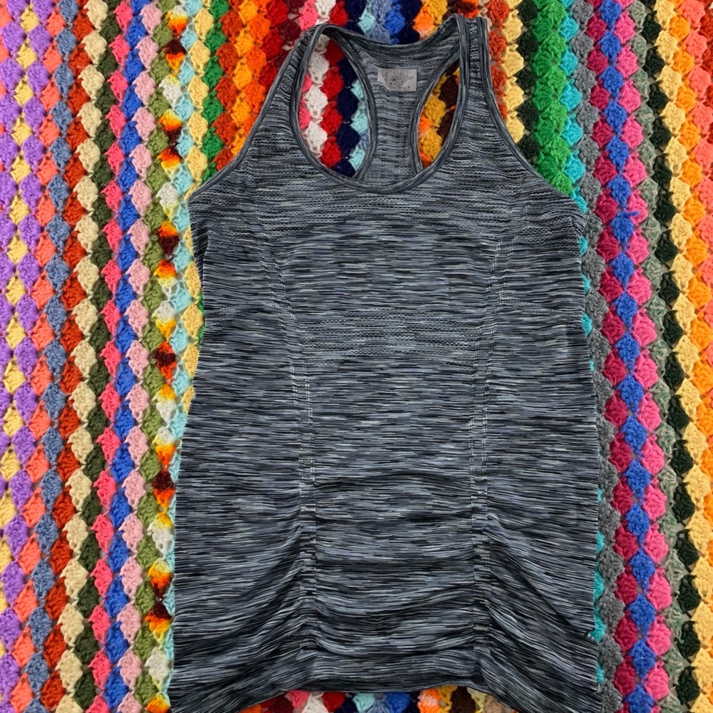 Athleta Fastest Track Space Dye Heather Racerback Rouched Anti-Ride Up W… - Picture 7 of 14
